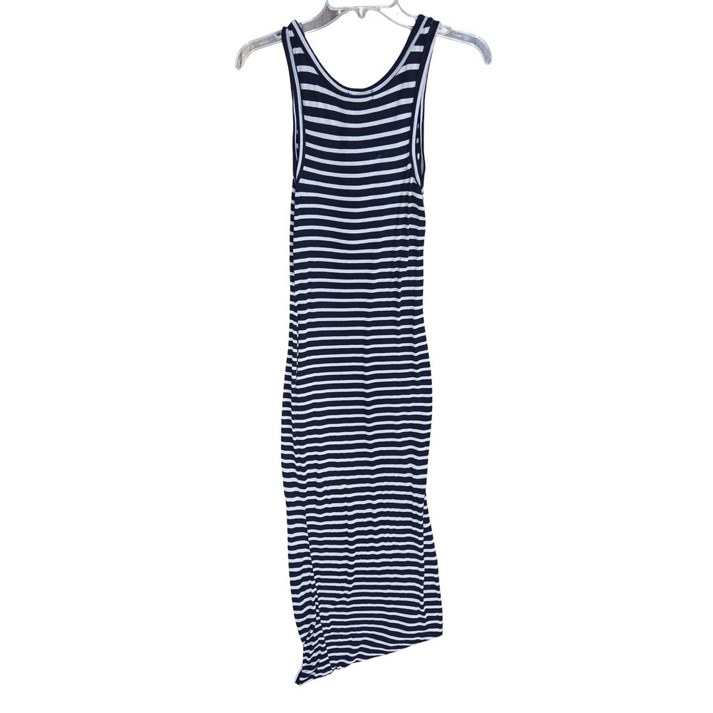 Striped Black White Maxi Dress Henley Racerback Women Small - Picture 5 of 5
